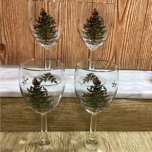 Spode Christmas Tree Wine Glass Set of 4